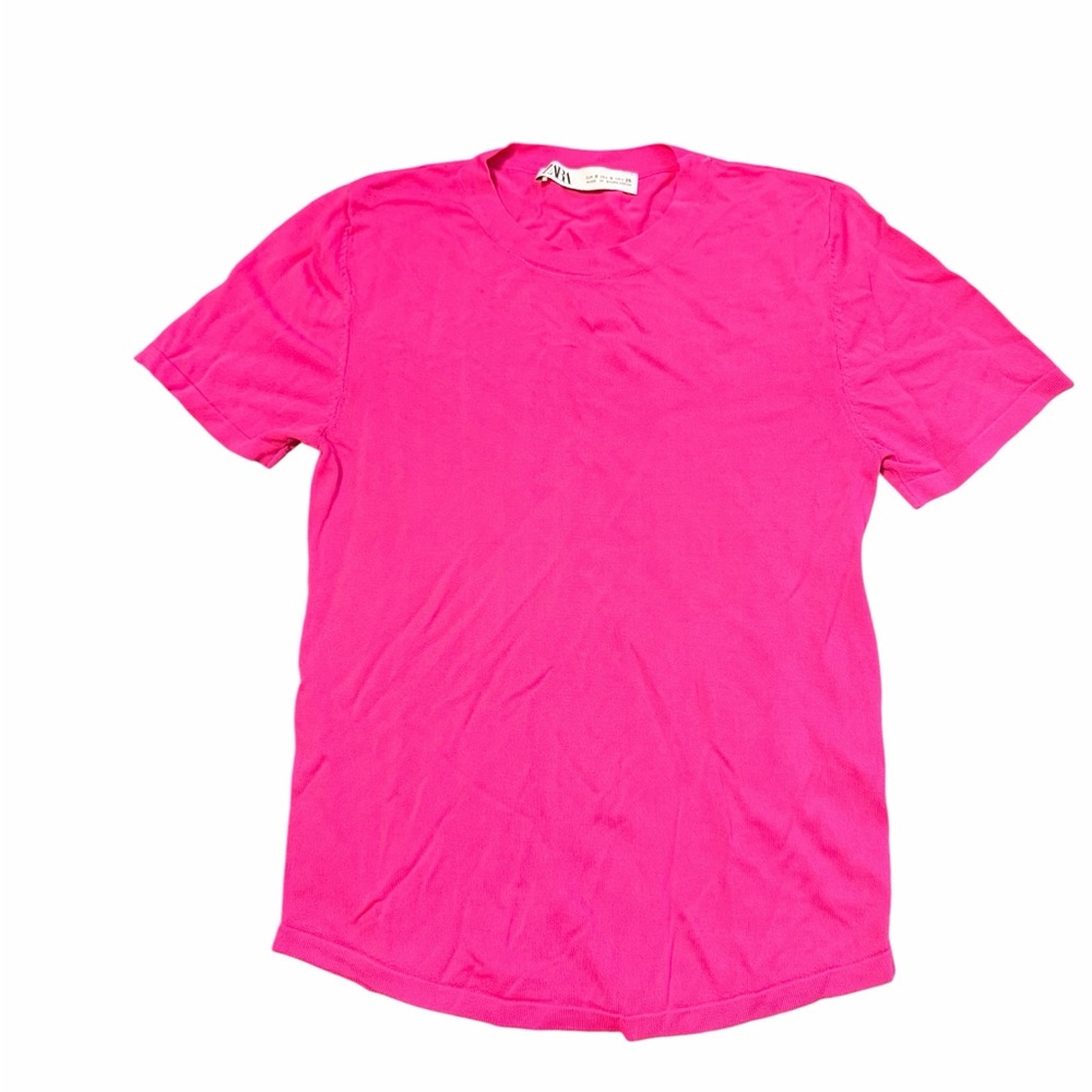 Zara Pink Crewneck Light Knit Top
